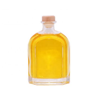 Custom 700ml clear empty whisky brandy bottles XO glass bottle with wood cap 