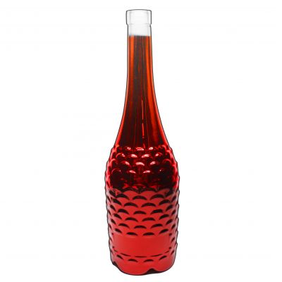 High quality customized food grade petal vodka glass bottle 750ml with wooden cork 