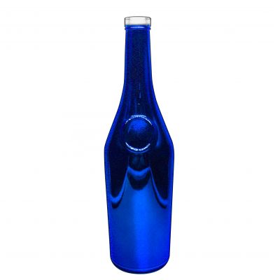 High quality customized food grade vodka glass bottle with color 750ml with wooden cork 