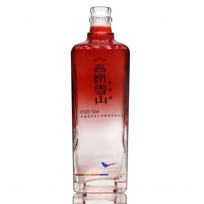 Vodka bottle factory printed spraying rum bottle glass with opaque color whisky bottle 