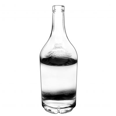 high quality vodka whisky glass bottle long neck round bottle 1000ml customizable logo