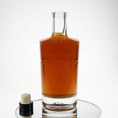 750ml square alcohol liquid glass vodka bottle with embossed logo 