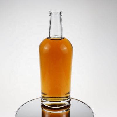 empty round 700ml glass whiskey vodka spirits bottle with cork top 