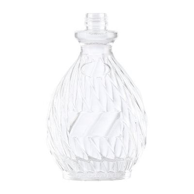 hot stamping 500ml 700ml glass round flat liquor bottle 