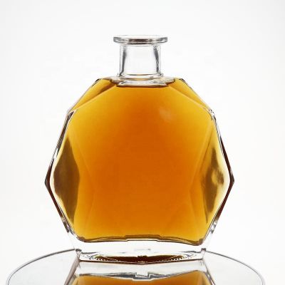Special shape 70cl luxury cognac xo glass brandy bottle with cork 