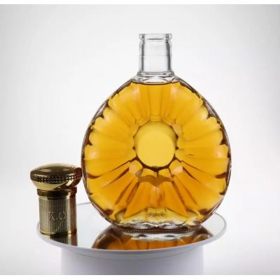 Round Shape flint glass brandy Vodka Clear Empty glass spirit bottles with cork cap/350ml,500ml,700ml,1000ml glass bottles 