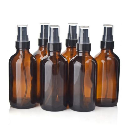 4oz Amber boston round glass bottle fine mist spray factory sale