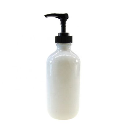 Custom White 8OZ/240ML Empty Body Lotion Glass Bottle With Hand Soap Pump Dispenser 