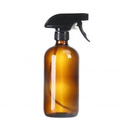 16oz 480 ml boston amber glass bottle with trigger sprayers