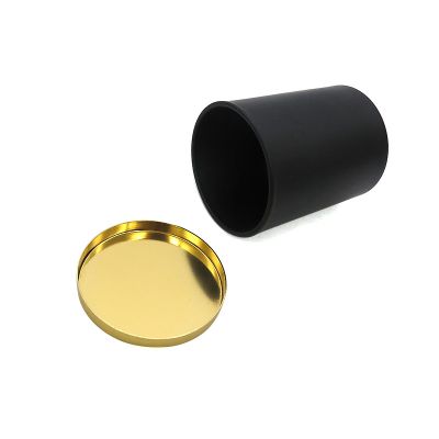 Customized empty Christmas candle jars matte black glass candle jar with gold metal lid 