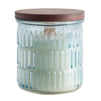 Custom Recycled Antique Glass Candle Jars Bamboo Lid pink empty candle jar with wooden lid 