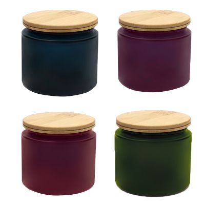 wholesale buyer matte black candle jars glass frosted glass candle jar holder with lid 