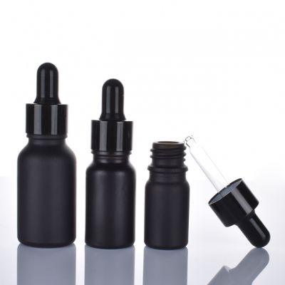 No MOQ liquid matte black glass dropper bottle essential oil bottle