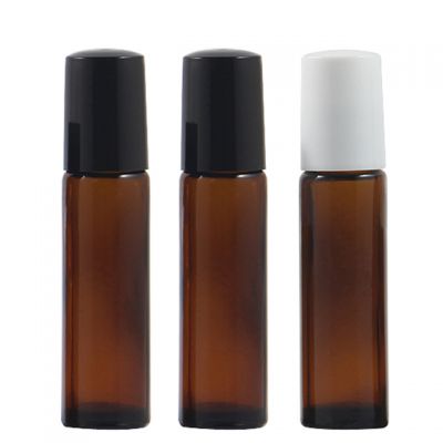 Small Order Amber Empty 3ml/5ml/7ml/10ml Stainless Steel Beads Roller Essential Oil Glass Bottle