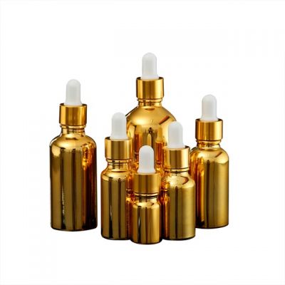 No MOQ new design round gold glass dropper bottle 