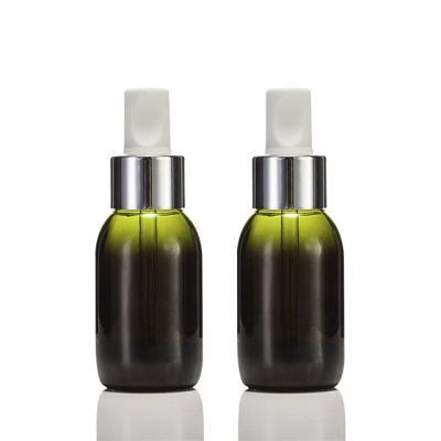 MOQ 1pcs cosmetics packing green glass dropper bottle for essential oil