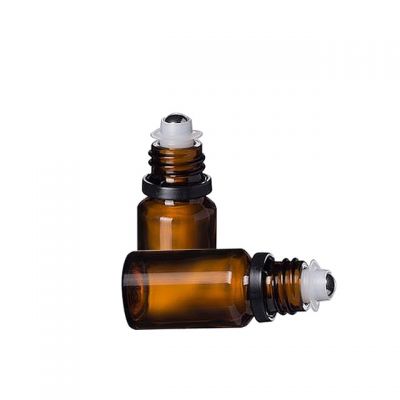Small order cosmetic amber 10ml roll on glass essential oil bottle