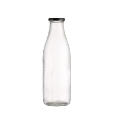 Screen Printing Custom Design Milk Bottle with Screw Lid 1 Liter Glass Bottle