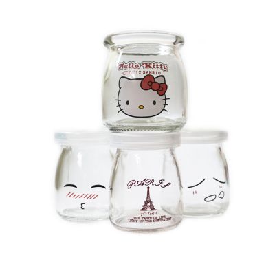 50ml 100ml 200ml pretty wide mouth cute dessert cup mini pudding milk yogurt bottles glass