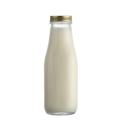 Old Fashioned Milk Bottle 16 oz Custom Design Shape 500ml Glass Milk Juice Bottles with Lid for Drink 