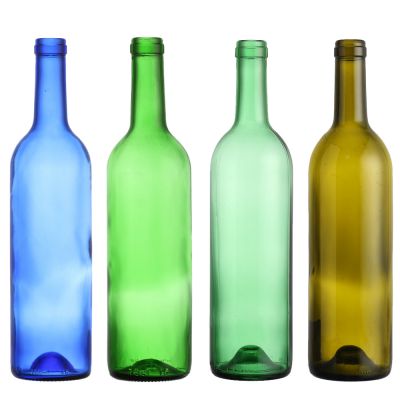 Wholesale bulk custom 750ml clear empty color tall liquor vodka red wine glass bottle with cork
