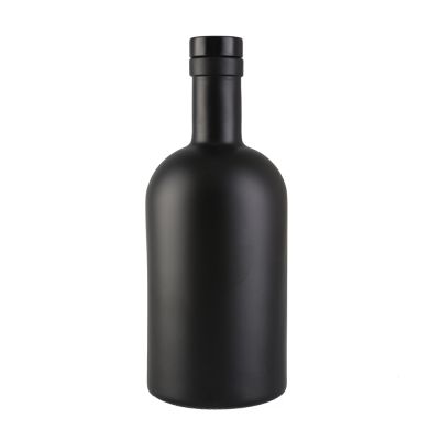 375ml Round Black Glass bottle for Vodka Gin Liquor with corks 