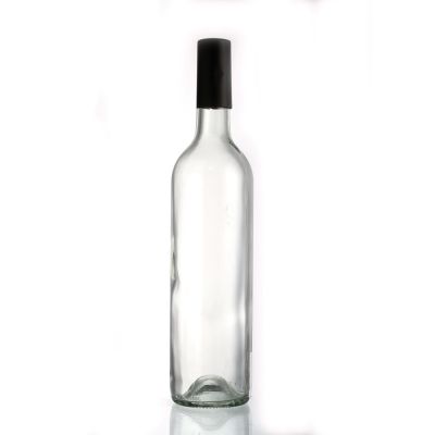 Custom Color Frosted Empty Round Glass Wine Bottle for Red Wine with Cork Stop 
