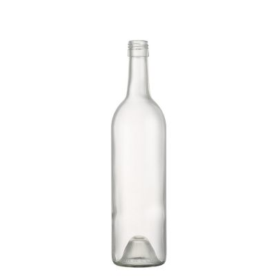 Wholesale 750ml Transparent Empty glass wine bottles with screw lids 