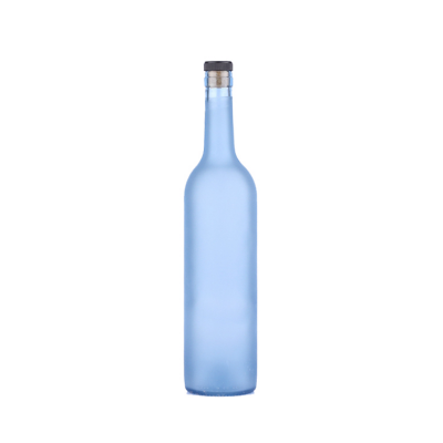 Wholesale premium quality 750ml Frosted Blue Empty glass wine bottle 