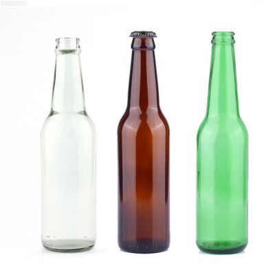 Wholesale factory custom printing logo colored empty 330ml beer glass bottles with crown lid 