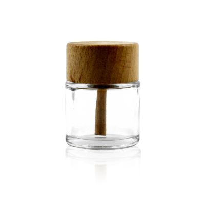 Hot Sale 50 ml Cylinder Glass Aroma Reed Diffuser Bottle With Wooden Cap 