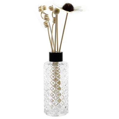 Crystal 160ml embossed glass fragrance aroma diffuser bottle for decorative 