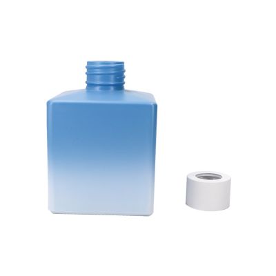 Classic Design 200ml 7 oz Blue Square Glass Aroma Reed Diffuser Bottle with Screw Cap 