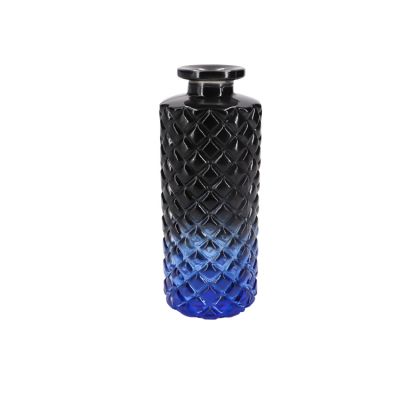 Empty Gradient 150ml Carving Cylindrical Glass Essential Oils Reed Diffuser Bottles 