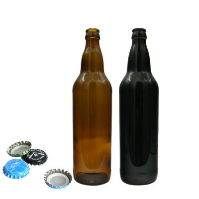 650ml delicate practical recycled crown top amber glass bottle for beer