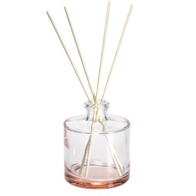 New screen printing orange color aroma reed diffuser bottle round 100ml aromatherapy glass bottles with cork 