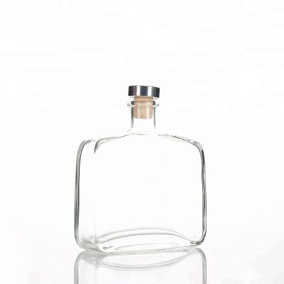 Flat Liquor 350ml Glass Wine Bottle With Cork 