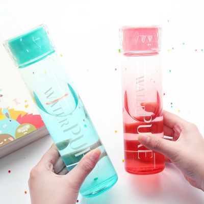 400ml Travel frosted drinking glass bottle with diamond lid gradient color portable hand glass water bottle 