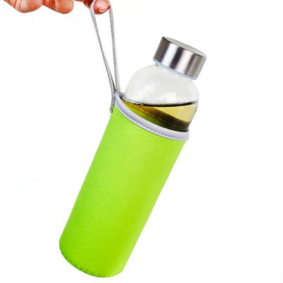 Promotional Glass Bottle with Neoprene Sleeve Cover Glass Bottle For Water