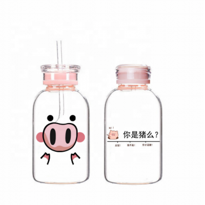 Korean Style Girl Pattern Tea Cup Water Glass Bottle For Students