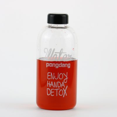 Cute Pattern Cartoon Glass Water Bottle Good Quality Water Bottles With Custom Logo