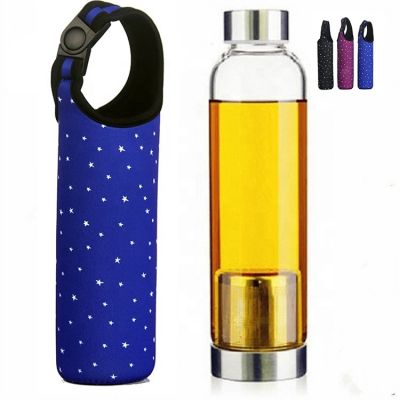 18oz sports portable fruit infuser water bottle with neoprene sleeve 
