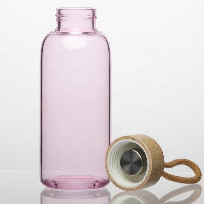 Custom Colored Cute Borosilicate Glass Kid Water Bottle with Bamboo Lid CE/EU Certification 
