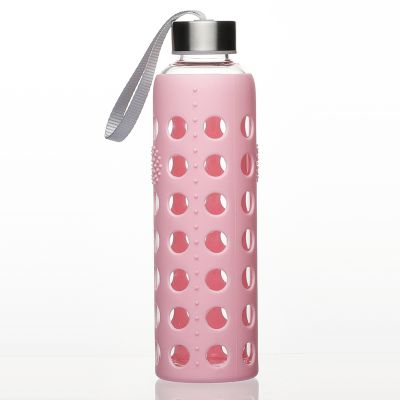 Portable custom Borosilicate Glass Water Bottle with Silicone Protective bpa free lead free 