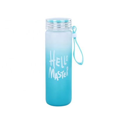 Wholesale Customized Sky Blue Color Borosilicate Frosted Glass Water Bottle Silicon Sleeve