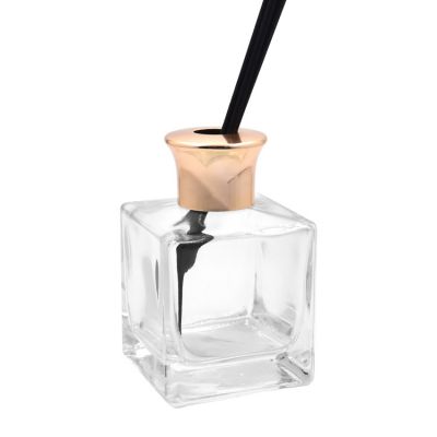 Glass bottle square reed diffuser with fancy cap 