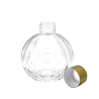 Round color cap reed diffuser glass bottle with striated surface 