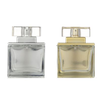 Empty Square Glass Clear 50ml Perfume Bottle with Crystal Cap 