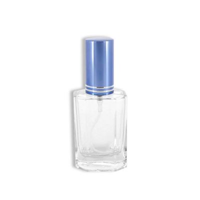 20ml small size crystal glass perfume bottle with pump sprayer and blue cap