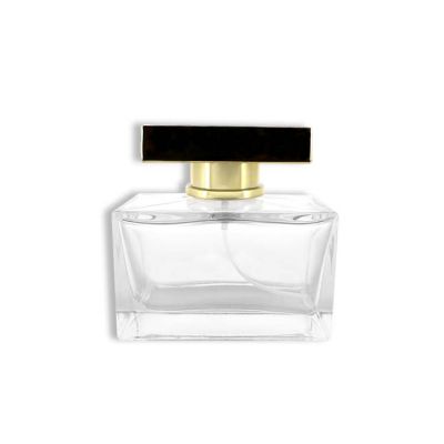 100ml rectangle glass perfume bottle with gold cap 